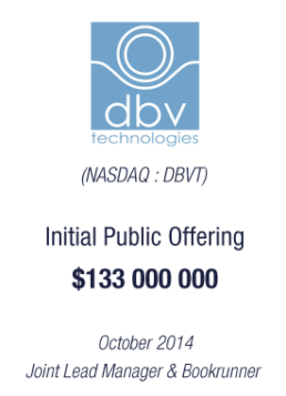 dbv garnier bookrunner 133m ipo